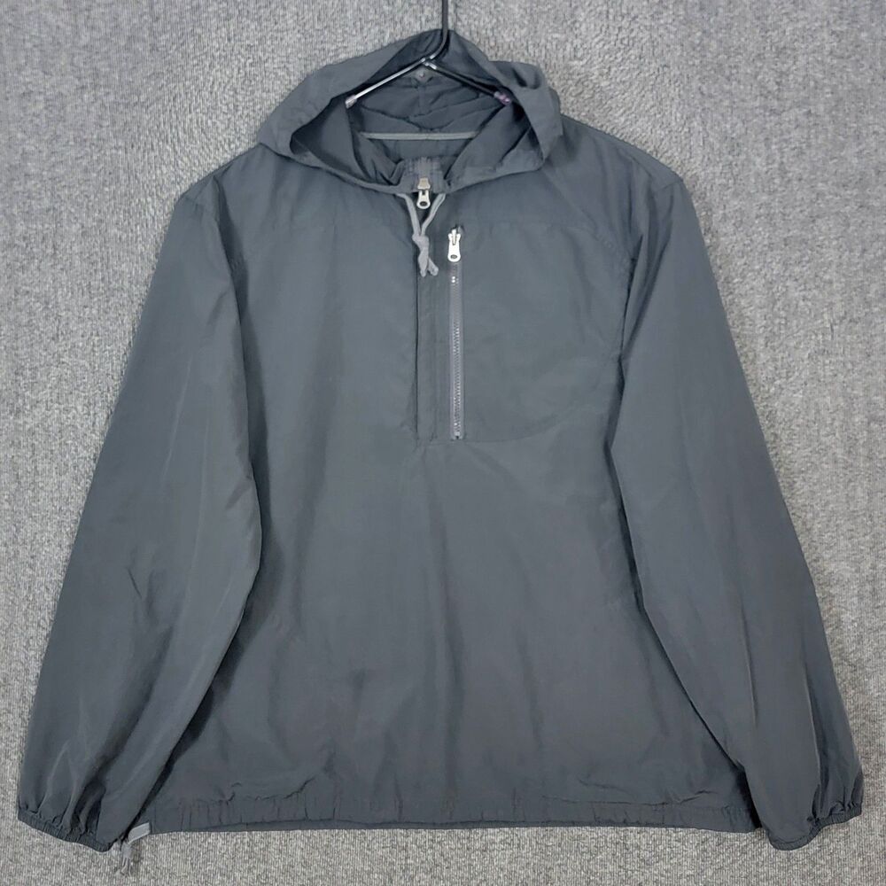 Vintage Gap Anorak Rain Jacket Mens L/XL Gray Pullover 1/2 Zip Windbreaker